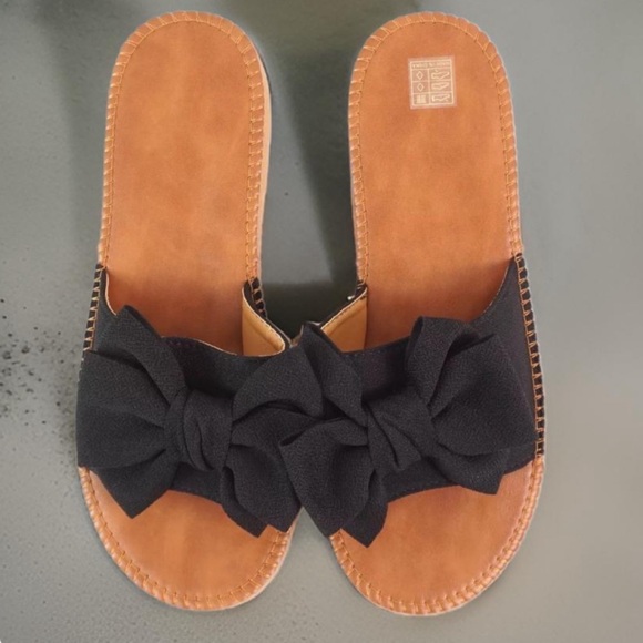VERDUSA • Open Toe Flat Black Bow Knot Sandals Slides 🌺 - Picture 7 of 7